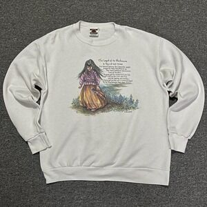 Vintage RED WILLOW Mens White The Legend of Bluebonnets Graphic Sweatshirt XL